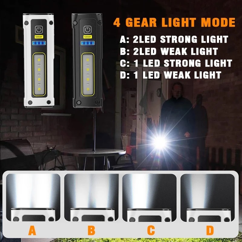 ECILY Đèn pin đa chức năng cầm tay STD01 2XPG + COB LED Mini Đèn pin LED TYPE-C Đèn làm việc có thể sạc lại