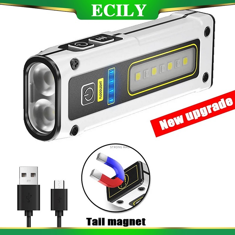 ECILY Đèn pin đa chức năng cầm tay STD01 2XPG + COB LED Mini Đèn pin LED TYPE-C Đèn làm việc có thể sạc lại