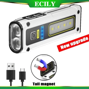 ECILY Đèn pin đa chức năng cầm tay STD01 2XPG + COB LED Mini Đèn pin LED TYPE-C Đèn làm việc có thể sạc lại