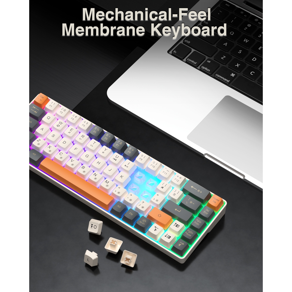 Aula SOLAKAKA SK968 68 Phím RGB Màng Bàn Phím Cầu Vồng Ánh Sáng Type-C Bàn Phím Chơi Game Mini Có Dây Cho PC Laptop | BigBuy360 - bigbuy360.vn
