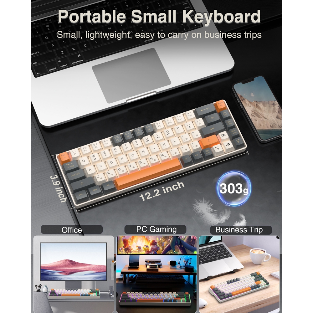 Aula SOLAKAKA SK968 68 Phím RGB Màng Bàn Phím Cầu Vồng Ánh Sáng Type-C Bàn Phím Chơi Game Mini Có Dây Cho PC Laptop | BigBuy360 - bigbuy360.vn