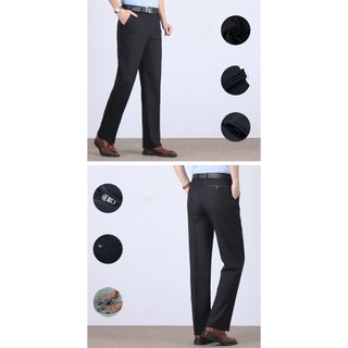 DICHUANGZHE Quần dài dáng rộng mùa xuân, quần dài lưng cao dáng rộng nam