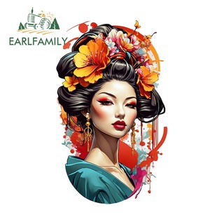 EARLFAMILY 13cm x 11.4cm Nhật Bản Geisha Xe Dán Cho Xe Máy Aquaflask Laptop Chống Thấm Nước Cá Tính Kiểu Dáng Xe