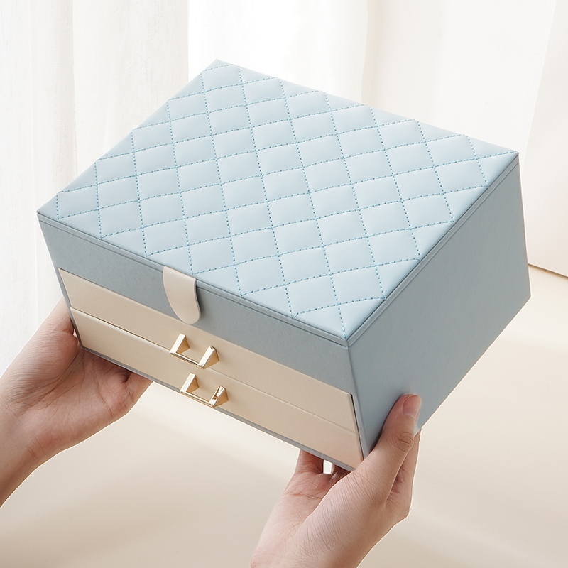 Casegrace Hộp Trang Sức Người Tổ Chức Da Trang Sức Trưng Bày Hộp 2 Ngăn Kéo Hộp Trang Sức Bông Tai Vòng Cổ Vòng Trang Sức Hộp Bảo Quản Quà Tặng