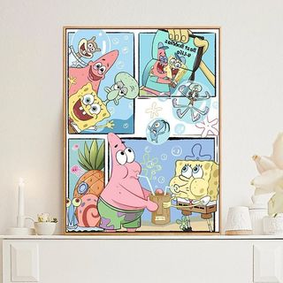 MOZI✨bọt biển tranh tô màu theo số tranh sơn dầu số hoá tranh số hóa Spongebob SquarePants Kỹ Thuật Số Tranh Sơn Dầu Tự Làm Tô Màu Tranh Vẽ Tay Tranh Kỹ Thuật Số Tranh Làm Đầy Tranh Hoạt Hình Anime Dễ Thương Chán Giảm Acrylic Phòng Trẻ Em