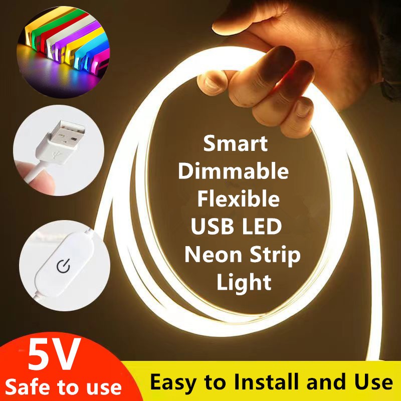 9 Màu Đèn Dây Neon 5V USB Cảm Ứng Có Thể Điều Chỉnh Độ Sáng Dải Đèn LED ...