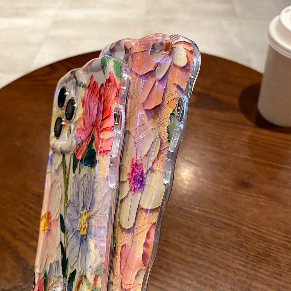 Dành Cho iPhone 15 Pro Max 14promax 13promax Tranh Sơn Dầu Hoa Ốp Lưng Điện Thoại Cho iPhone 11 12 13 14 Pro Max 12promax Mềm IMD Chống Sốc Ốp Lưng Khung Sóng