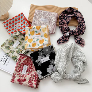 68cm Vải Lanh Cotton Khăn Vuông Khăn Lụa Phù Hợp Với Cổ Hỗ Trợ Cổ Cổ Khăn Thời Trang