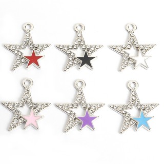 10 Chiếc Shining Kim Cương Giả Kẻ Sọc Đôi Pentagram Thiết Kế Men Quyến Rũ Tính Khí Đơn Giản Phụ Kiện Trang Sức Vòng Cổ DIY Vòng Tay Bông Tai Rỗng Mặt Dây Ngôi Sao Năm Cánh