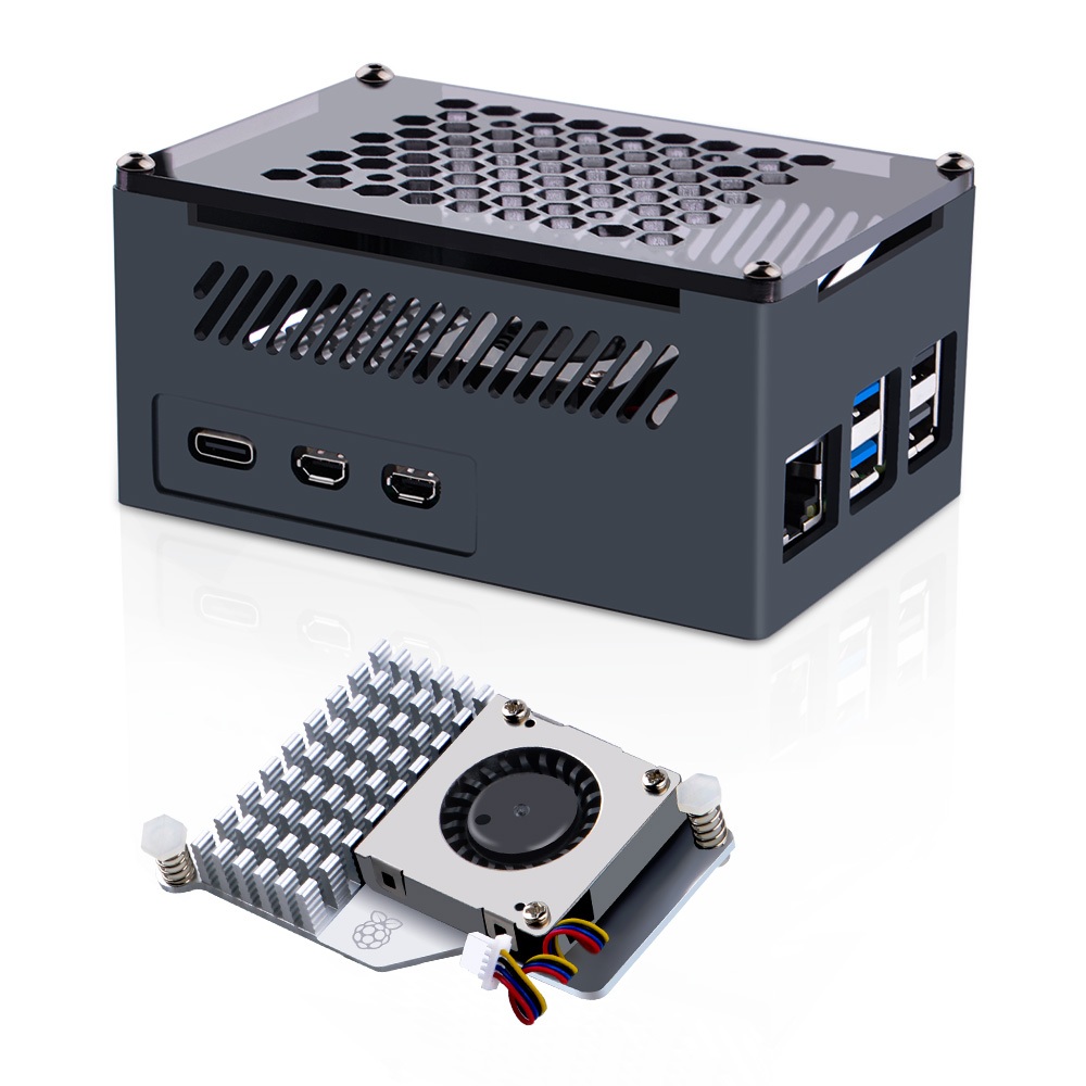 Vỏ nhôm 52Pi cho Raspberry Pi 5, Bộ làm mát chủ động cho Raspberry Pi 5 ...