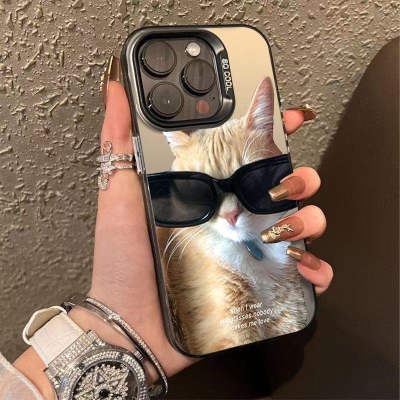 Ốp điện thoại hình mèo đen mát mẻ hoạt hình Tương thích cho IPhone