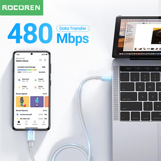Cáp sạc nhanh Rocoren PD 20W USB Type C cho iPhone 15 Pro Max USB-C cho cáp Macbook USBC