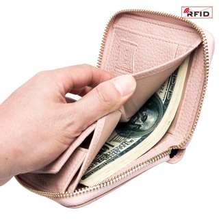Thời Trang Mới Mini Chính Hãng Ví Da Nữ Dây Kéo Ví Đựng Tiền Xu Lớp Đầu Tiên Da Bò Ví Ngắn
