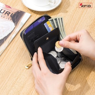 Thời Trang Mới Mini Chính Hãng Ví Da Nữ Dây Kéo Ví Đựng Tiền Xu Lớp Đầu Tiên Da Bò Ví Ngắn