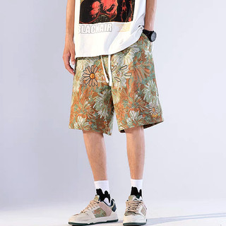 Quần short nam ESEA, quần short thể thao đi biển phong cách unisex thời trang và phổ biến kiểu Mỹ cổ điển dáng rộng giản dị in hoa cúc Nhật Bản chất lượng cao, có thể mặc cho cả nam và nữ