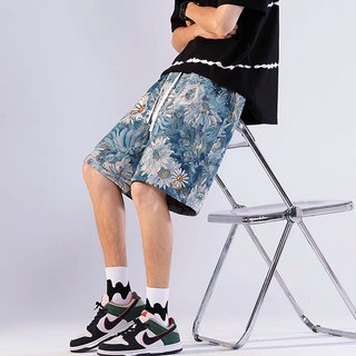 Quần short nam ESEA, quần short thể thao đi biển phong cách unisex thời trang và phổ biến kiểu Mỹ cổ điển dáng rộng giản dị in hoa cúc Nhật Bản chất lượng cao, có thể mặc cho cả nam và nữ