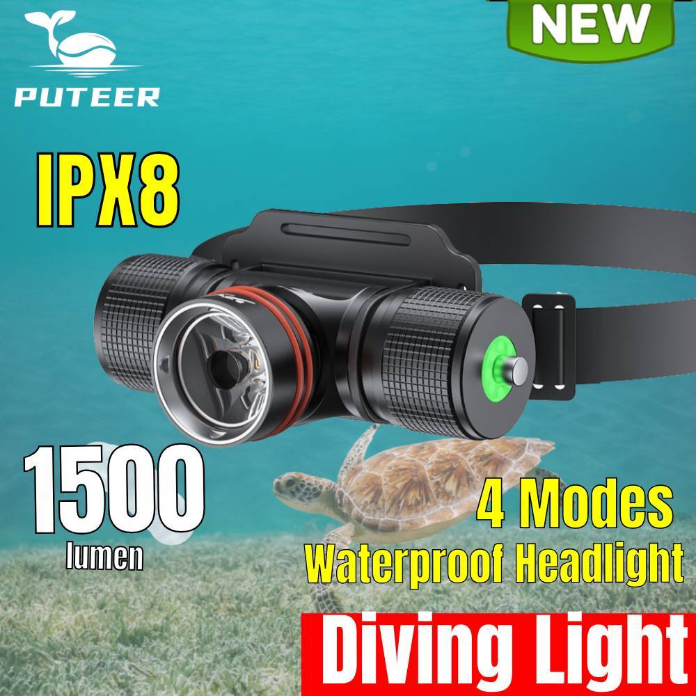 Đèn pha Puteer chống nước dùng cho lặn, sạc lại được