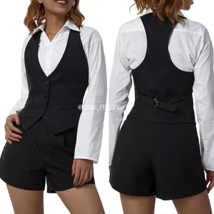 SF♫Women Waistcoat Vests Vintage Sleeveless V Neck Button Down Dressy Suit Blazer Vest