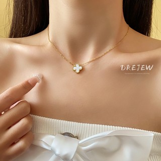 DREJEW Vòng cổ Thép Titan Mặt Hoa acrylic Nhiều Màu Sắc Đơn Giản Sang Trọng Dị Ứng Chất Lượng Cao