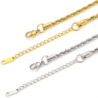 Vòng cổ xoắn bằng thép không gỉ Dây chuyền trang sức thời trang với chuỗi mở rộng Dây chuyền vàng 18K