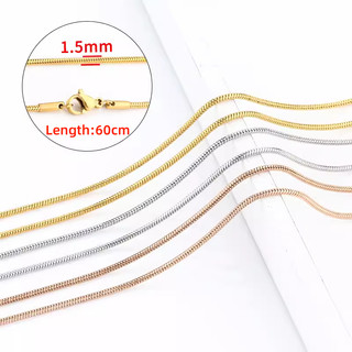 Dây chuyền thép không gỉ hình rắn tròn, dây cơ bản, trang sức 18K vàng/vàng hồng