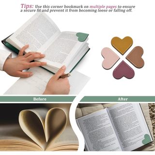 6 Chiếc Da Trái Tim Đánh Dấu Trang Góc Dấu Trang Phụ Kiện Đọc Sách Handmade Dễ Thương Quà Tặng Đọc Sách Cho Người Yêu Đọc Sách