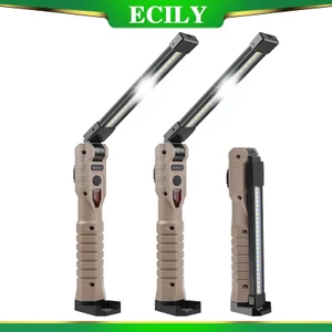 Đèn LED làm việc có thể sạc lại ECILY USB 1000 Lumens Đèn lồng COB có đèn báo công suất Đèn pin có tay cầm để sửa chữa ô tô ngoài trời
