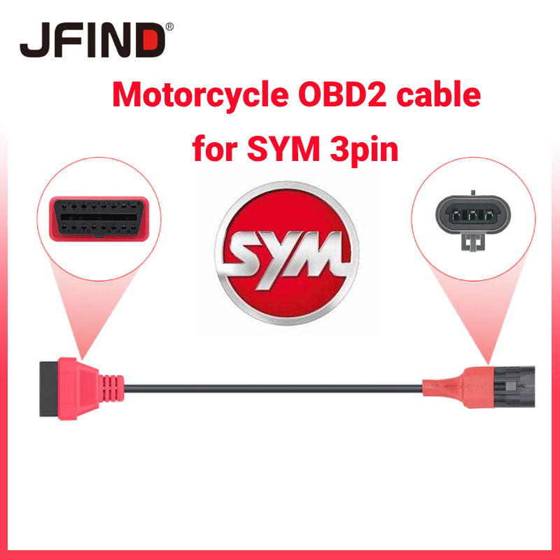Dành Cho Xe Máy sym 3pin Đến 16pin Cổng OBD 2 OBD2 Ổ Cắm Moto Kết Nối Xe Máy Cáp Chẩn Đoán Cho sym vf3i