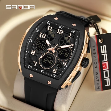 SANDA 6157 Thương Hiệu Hàng Đầu Đồng Hồ Kỹ Thuật Số Nam Đồng Hồ Thể Thao Điện Tử LED Nam Đồng Hồ Đeo Tay Cho Nam Đồng Hồ Ngoài Trời Chống Thấm Nước Đồng Hồ Đeo Tay
