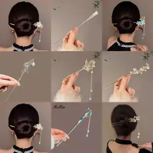 Kẹp tóc hoa cao cấp cổ dành cho nữ 2024 mới Hanfu Step Shake Pan Kẹp tóc Mũ nón Trung Quốc mới