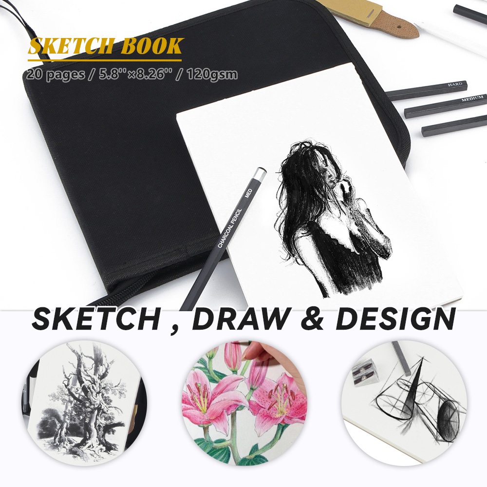 Ảnh Seamiart 29 / 36 Bộ phác thảo vẽ kèm bút chì than 6H-12B Bút chì _ Nhà cung cấp nghệ thuật / Văn phòng phẩm 4