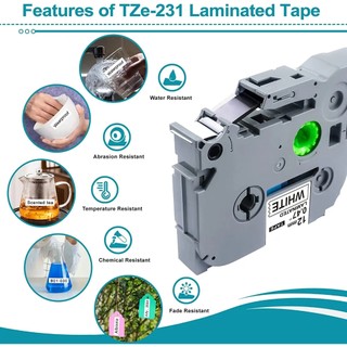 Tương thích với băng Brother TZe 6/9/12/18/24mm Băng dán nhãn nhiều lớp Brother tze231 tze221 TZE Tape TZE-231 tương thích, dành cho Máy dán nhãn Ptouch Cho Máy In Nhãn Brother P-Touch PTH110