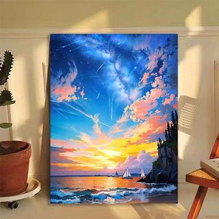 MOZI✨phong cảnh ven biển 40*50cm tranh tô màu theo số tranh số hóa tranh sơn dầu số hoá Mùa Hè Bờ Biển Tự Làm Kỹ Thuật Số Tranh Sơn Dầu Làm Đầy Tranh Tranh Vẽ Tay Màu Tranh Phong Cảnh Biển Tranh Acrylic Tranh Sơn Dầu Tranh Trang Trí