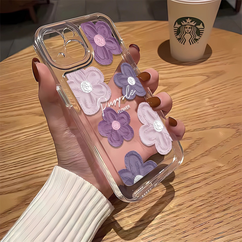 Ốp lưng mềm trong suốt hoa cho iPhone 15 14 11 13 pro XS Max X XR 12 7 8 plus