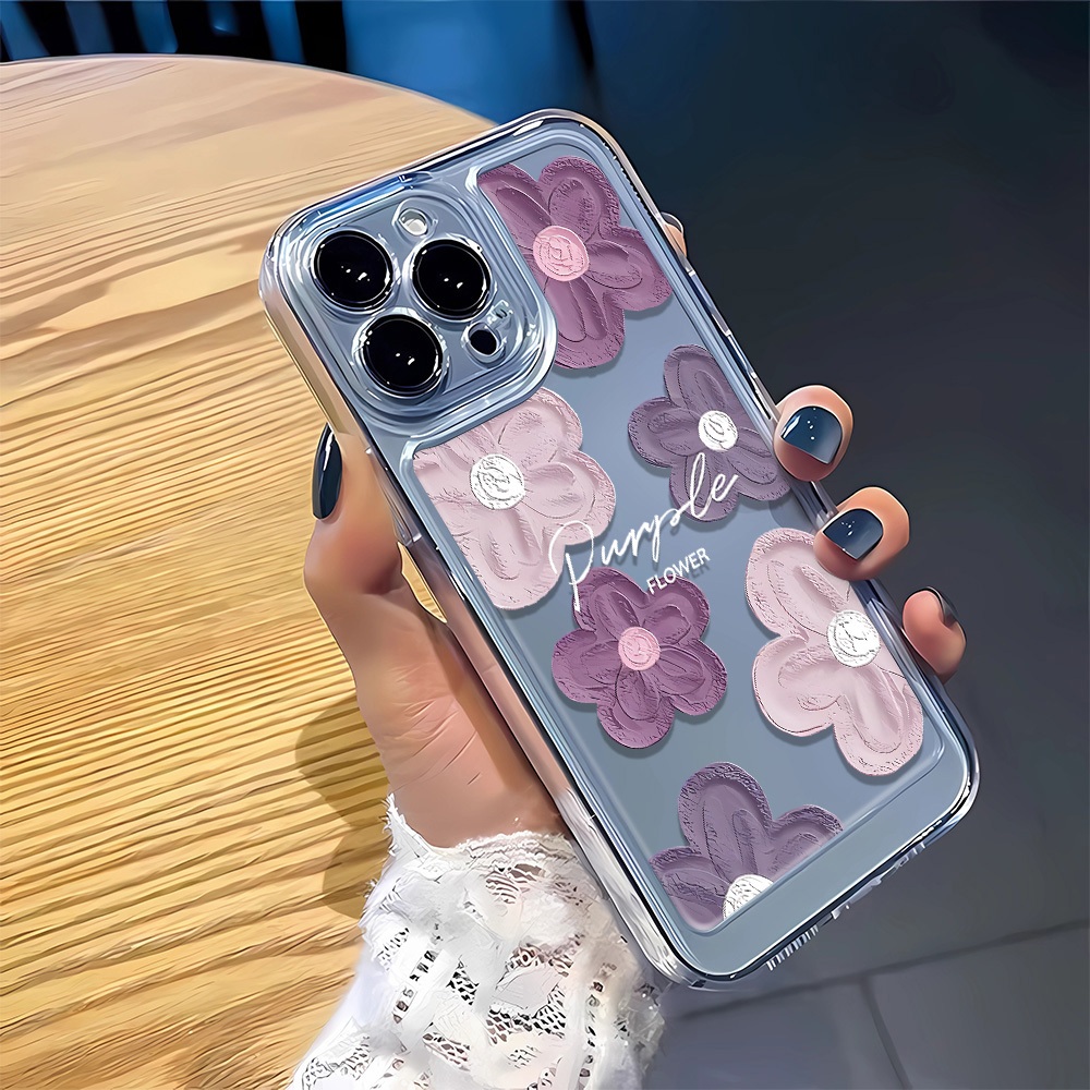 Ốp lưng mềm trong suốt hoa cho iPhone 15 14 11 13 pro XS Max X XR 12 7 8 plus