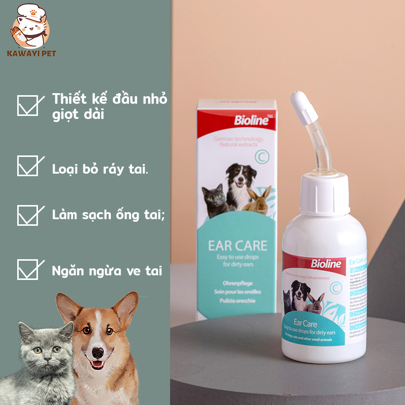 Bioline Pet Ear Cleaner Pet Eye Drops Cat and Dog Ear Cleaner 50ml