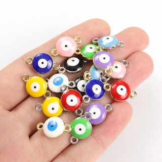 10 Chiếc Nhỏ Gọn Tròn Thổ Nhĩ Kỳ Ác Họa Tiết Mắt Men Kết Nối Phong Cách Bộ Lạc Ấn Độ Thiết Kế Mắt May Mắn Thủ Công Phụ Kiện DIY Vòng Tay Cá Tính Vòng Cổ Nhiều Màu Sắc Liên Kết Mặt Dây Chuyền