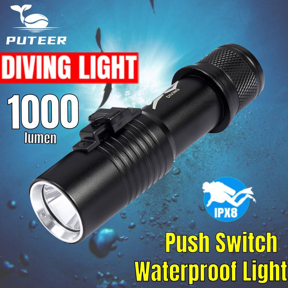 Đèn pin LED dưới nước có dây đeo cổ tay, công tắc từ tính - Phù hợp lặn tự do và câu cá