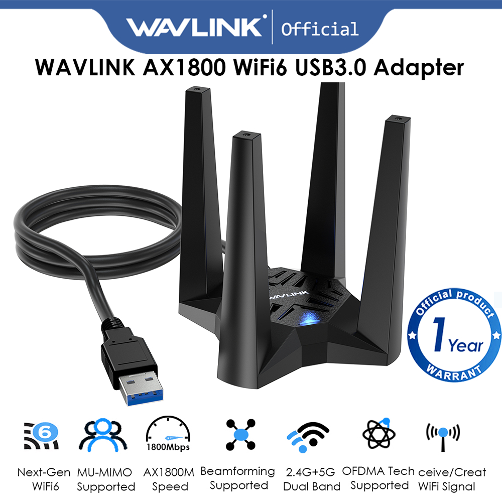 Wavlink USB WiFi 6 Adapter AX1800 USB WiFi Dongle Băng tần kép 5Ghz MU ...