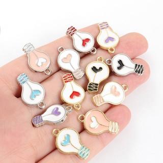 10 Chiếc Dễ Thương Trái Tim Tình Yêu Bóng Đèn Thiết Kế Men Quyến Rũ Để Làm Vòng Cổ Vòng Tay Bông Tai Đánh Dấu Trang Sức Cặp Đôi Sáng Tạo Quà Tặng Nhỏ Cho Bạn Bè DIY Màu Kẹo Mặt Dây Phụ Kiện