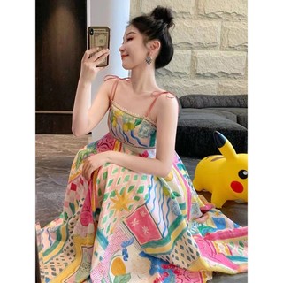 Phong Cách Hàn Quốc Nữ Vintage In Hình Quá Khổ Đầm Maxi Dài Tay Hàng Có Sẵn Hàng Mới