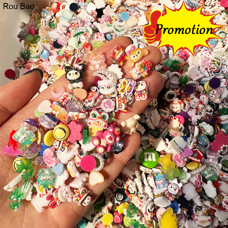 Khuyến mãi Rou Bao! 10g Móng Tay Nhựa Trang Trí Nhiều Phong Cách Hỗn Hợp Nơ Gấu Sanrio Hoạt Hình Dễ Thương Nữ Tính Móng Tay Nghệ Thuật 3D DIY Trang Trí