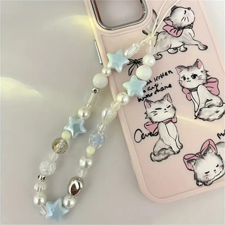 Dễ Thương Ngọt Ngào Ngôi Sao Xanh Ngọc Trai Trái Tim Tình Yêu Hoa Tulip Chìa Khóa Mặt Dây Chuyền Cho IPhone, Samsung Phụ Kiện Đa Năng Nữ Dây Đeo Tay Dây Buộc