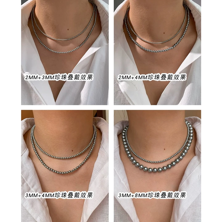 Shijia Chính Hãng Màu Xám Ngọc Trai Vòng Cổ Thật Gai Dầu Bạch Kim Bạc Xám Tahiti Đen Ngọc Trai Vòng Cổ Nữ Phong Cách Mới Vòng Cổ Ngọc Trai Cổ Bông Tai – 7