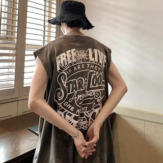 Áo vest nam ESEA, thời trang và phổ biến kiểu Mỹ cổ điển dáng rộng phong cách đường phố in chữ chất lượng cao Áo vest thể thao không tay phong cách trung tính, có thể mặc bởi cả nam và nữ