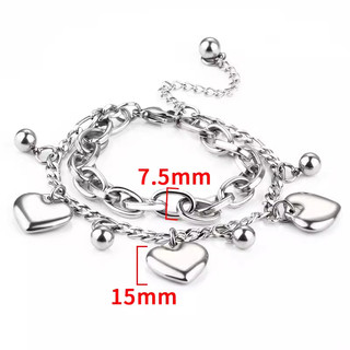 Vòng tay đôi bằng thép không gỉ Xu hướng Mặt dây chuyền tình yêu Trang sức Phụ kiện trang sức không giới tính