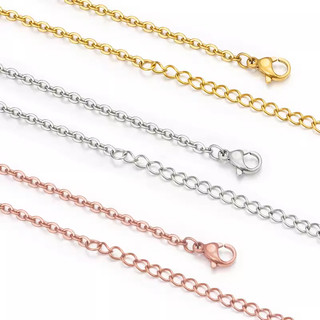 Thép không gỉ O Cross Chain Vòng cổ mạ vàng Dây chuyền cơ bản DIY Rose Gold Matching Chain Black Chain