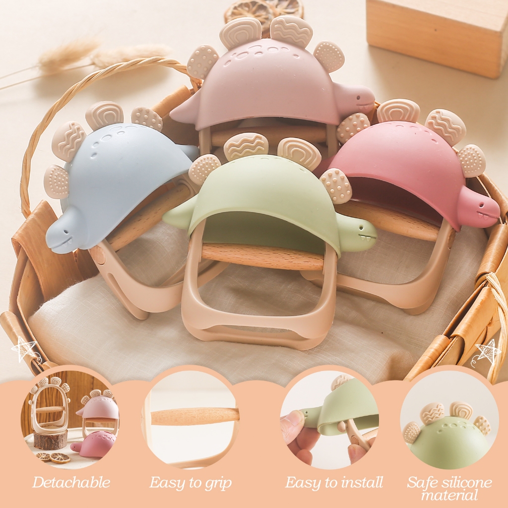 Ảnh Đồ Chơi Cho Bé BPA FREE Thực Phẩm Silicone Miếng Dán Găng Tay Chống Ăn Cầm Khủng Long Xe Lửa Đồ Chơi 4