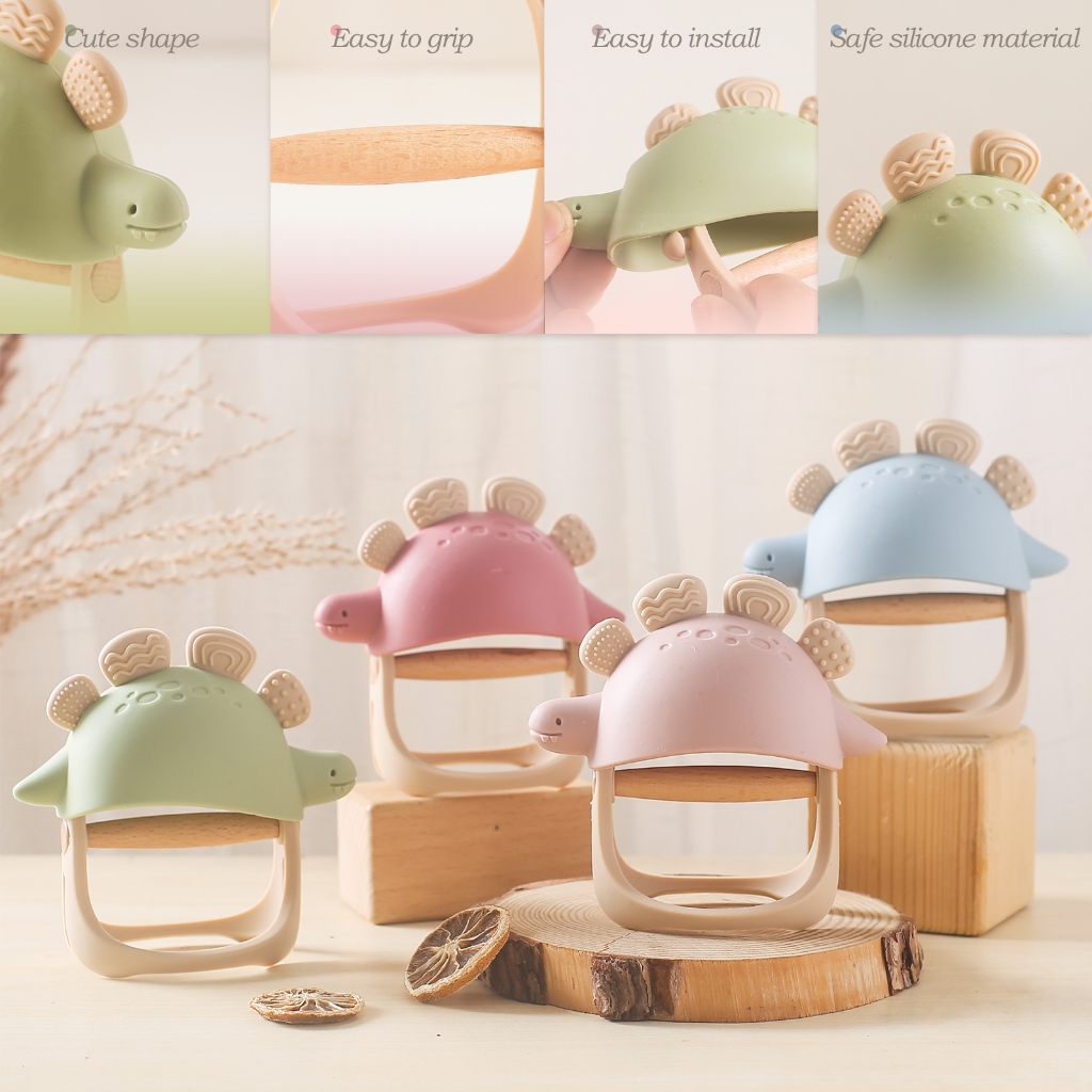 Ảnh Đồ Chơi Cho Bé BPA FREE Thực Phẩm Silicone Miếng Dán Găng Tay Chống Ăn Cầm Khủng Long Xe Lửa Đồ Chơi 3