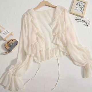Phong Cách Hàn Quốc Nữ Voan Retro Boho Họa Tiết Hoa Hippie Mùa Hè Cardigan Kimono Hàng Có Sẵn Mới